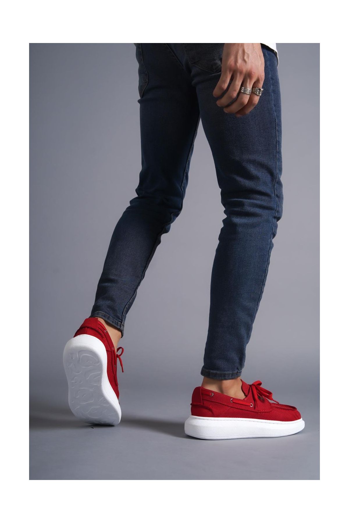 Yüksek Taban Mevsimlik Keten Ayakkabı  Kırmızı