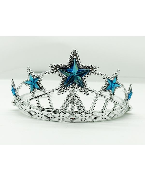 Yıldız Şekilli Elsa Prenses Kraliçe Tacı Mavi Renk Çocuk Boy 5x17 cm