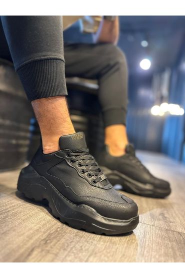 Yüksek Taban Günlük Ayakkabı N Siyah (Siyah Taban)