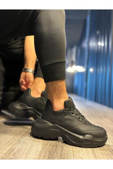 Yüksek Taban Günlük Ayakkabı N Siyah (Siyah Taban)
