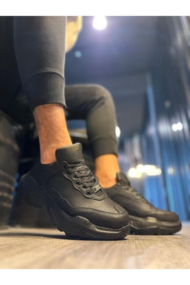 Yüksek Taban Günlük Ayakkabı N Siyah (Siyah Taban)