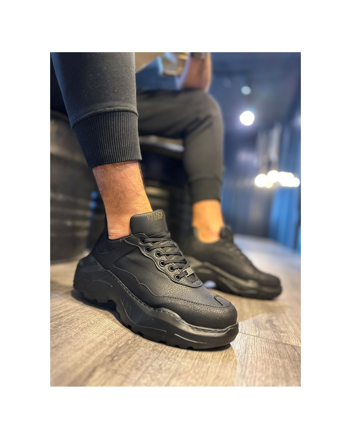 Yüksek Taban Günlük Ayakkabı N Siyah (Siyah Taban)