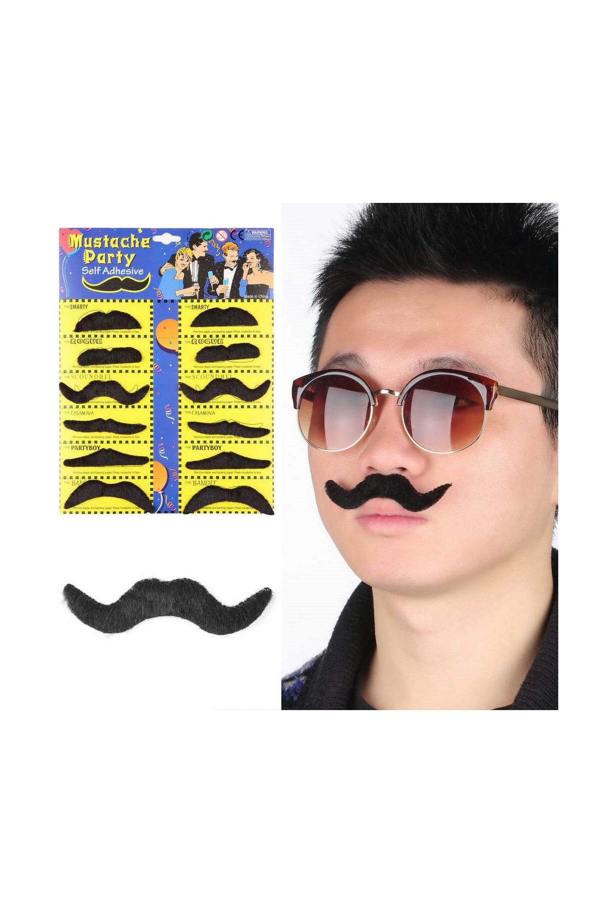 Kostüm Partisi Takma Bıyık 6 Model 12 Adet