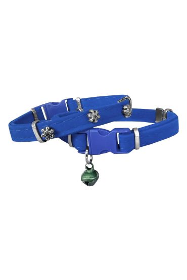 Kadife Kedi Boyun Tasması Kar Taneli 20-32 cm Mavi