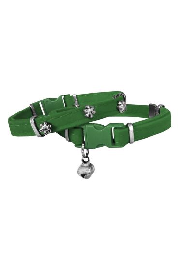 Kadife Kedi Boyun Tasması Kar Taneli 20-32 cm Yeşil