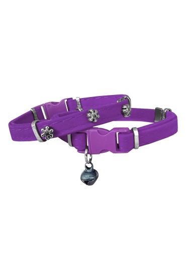 Kadife Kedi Boyun Tasması Kar Taneli 20-32 cm Mor