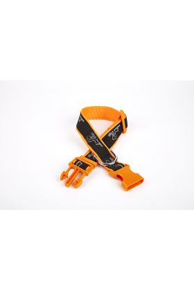 Köpek Desenli Dokuma Köpek Boyun Tasması 3 cm x 36-60 cm Turuncu