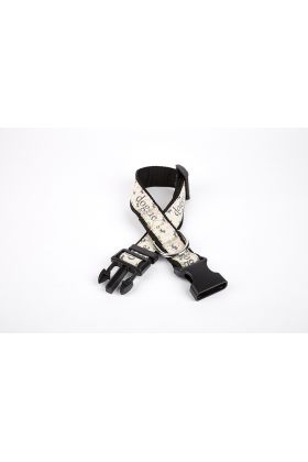 Köpek ve Pati Desenli Dokuma Köpek Boyun Tasması 3 cm x 36-60 cm Siyah