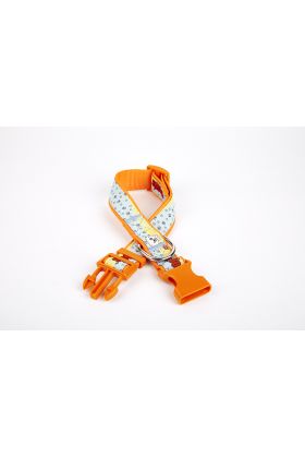Pati Desenli Dokuma Köpek Boyun Tasması 3 cm x 36-60 cm Turuncu