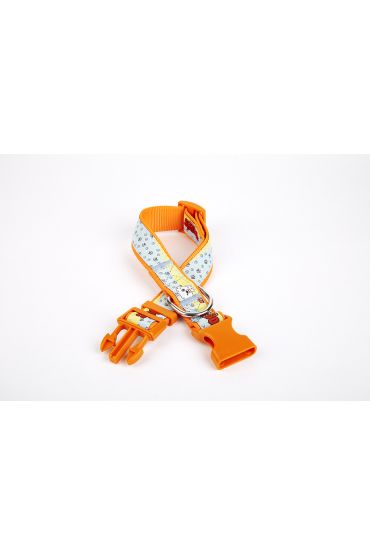 Pati Desenli Dokuma Köpek Boyun Tasması 3 cm x 36-60 cm Turuncu