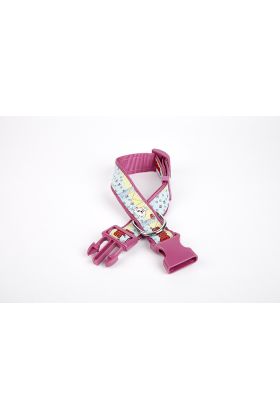 Pati Desenli Dokuma Köpek Boyun Tasması 3 cm x 36-60 cm Mor