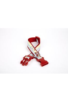 Pati Desenli Dokuma Köpek Boyun Tasması 3 cm x 36-60 cm Kırmızı