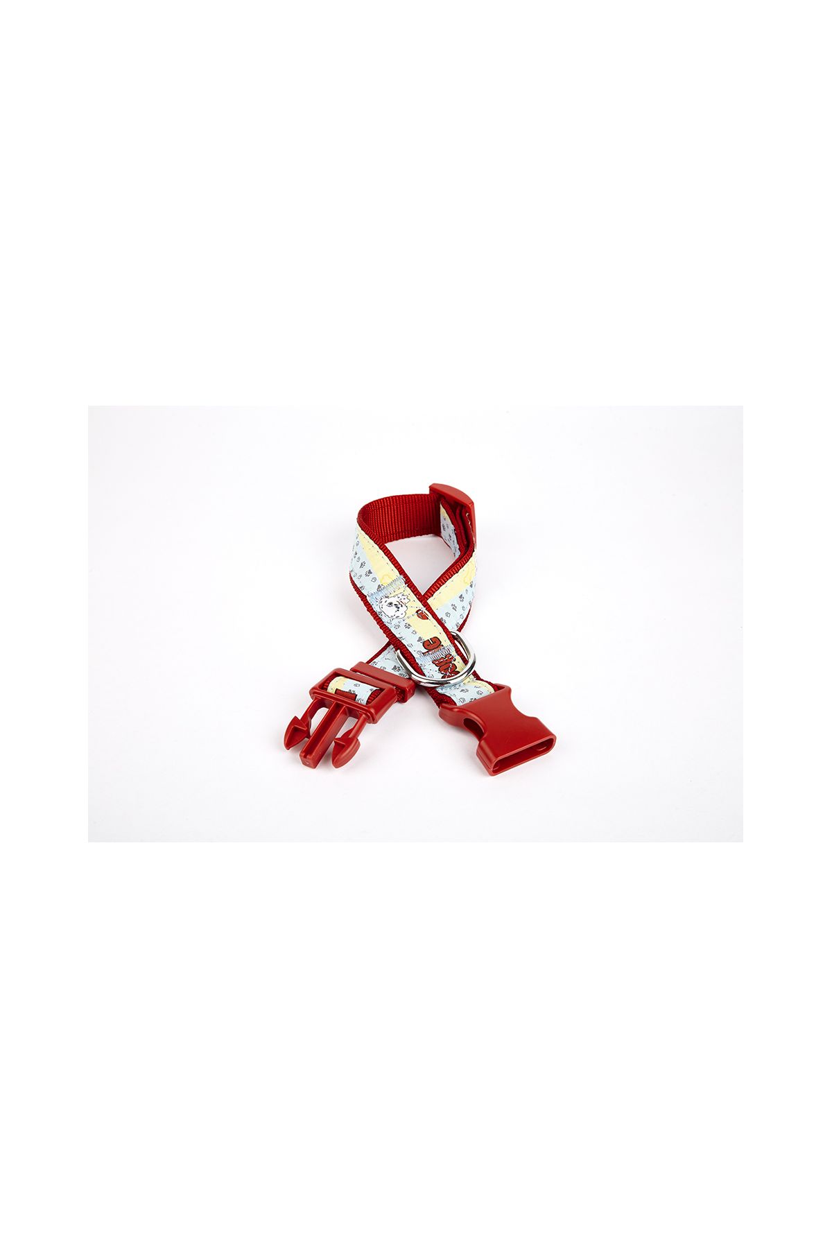 Pati Desenli Dokuma Köpek Boyun Tasması 3 cm x 36-60 cm Kırmızı