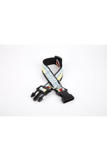 Pati Desenli Dokuma Köpek Boyun Tasması 3 cm x 36-60 cm Siyah