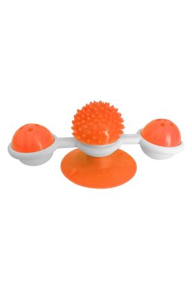 Vantuzlu Fırıldak Toplu Dönen Kedi Oyuncağı 8 cm-18 cm Turuncu