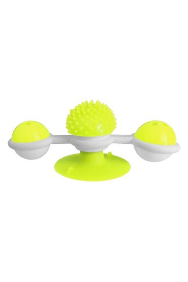 Vantuzlu Fırıldak Toplu Dönen Kedi Oyuncağı 8 cm-18 cm Sarı