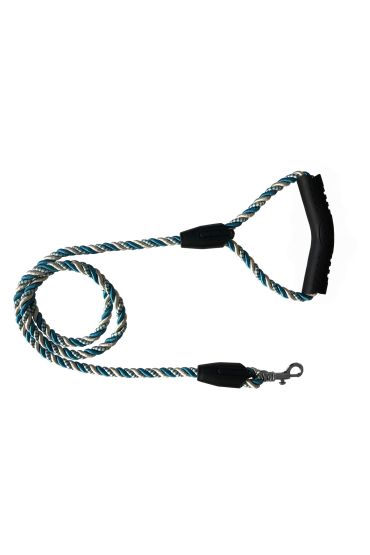 Üçlü Sarmallı Köpek Gezdirme Halatı 1 cm-120 cm Mavi Beyaz