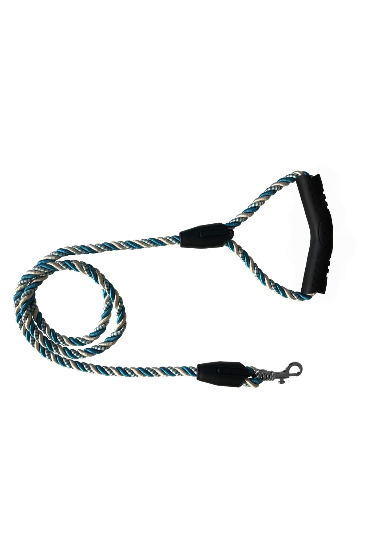 Üçlü Sarmallı Köpek Gezdirme Halatı 1 cm-120 cm Mavi Beyaz