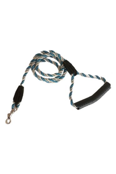 Üçlü Sarmallı Köpek Gezdirme Halatı 1 cm-120 cm Mavi Beyaz