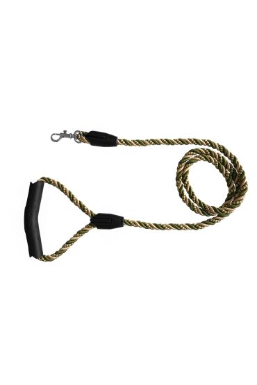 Üçlü Sarmallı Köpek Gezdirme Halatı 1 cm-120 cm Yeşil Krem