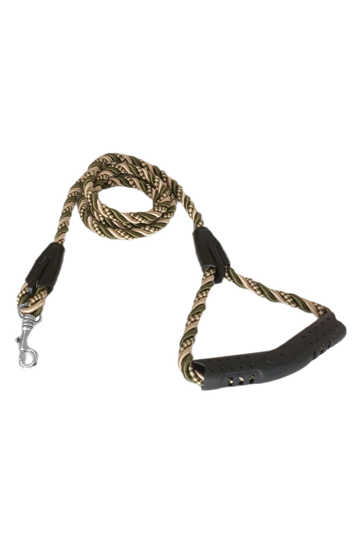 Üçlü Sarmallı Köpek Gezdirme Halatı 1 cm-120 cm Yeşil Krem