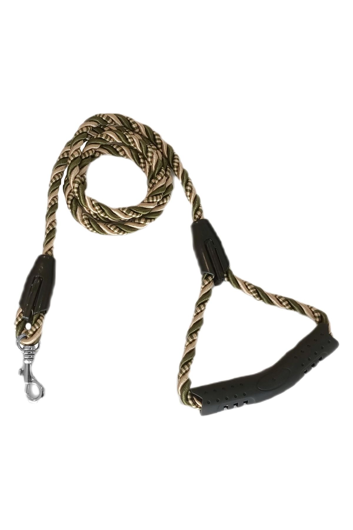 Üçlü Sarmallı Köpek Gezdirme Halatı 1 cm-120 cm Yeşil Krem