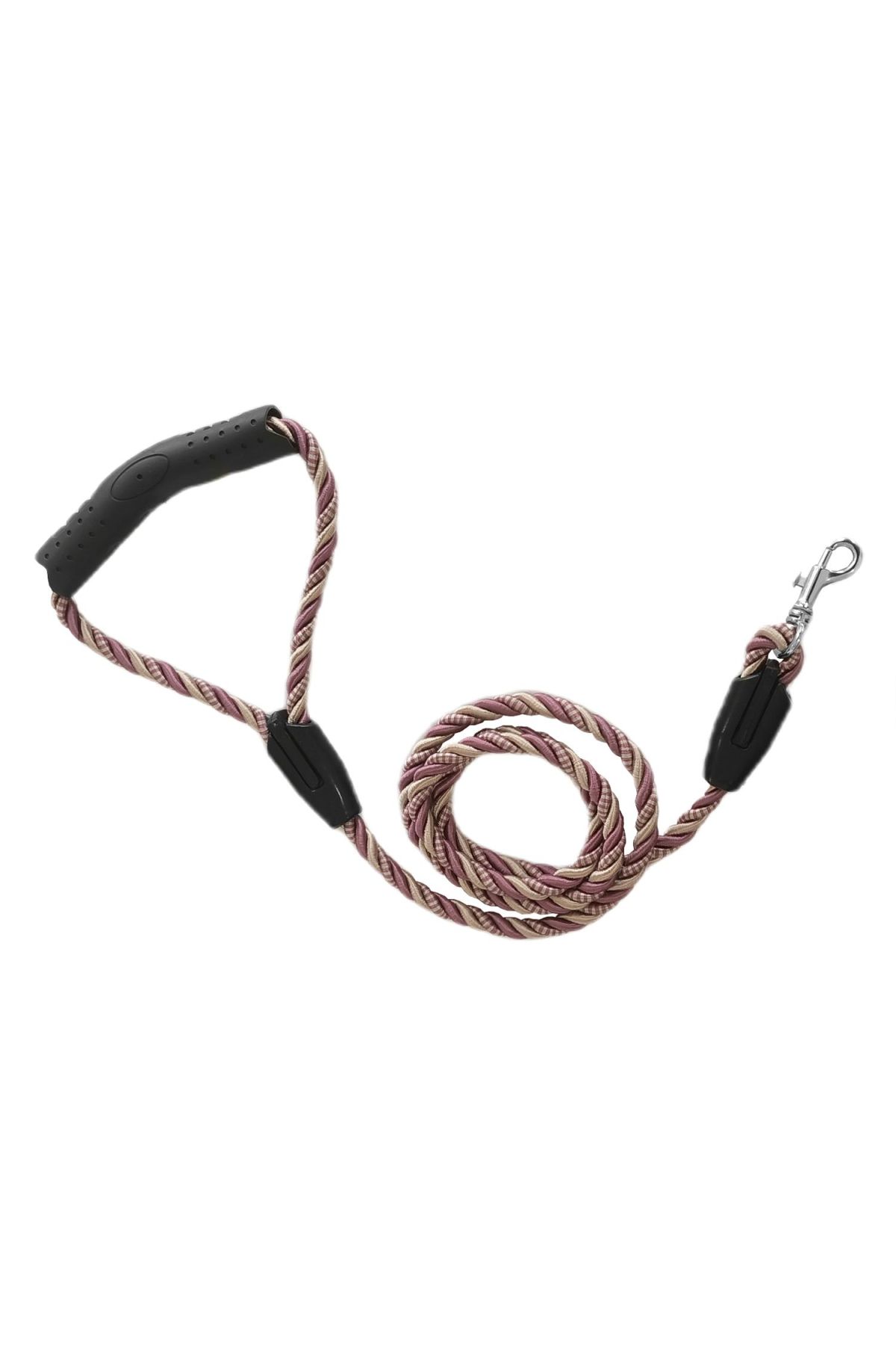 Üçlü Sarmallı Köpek Gezdirme Halatı 1 cm-120 cm Lila Krem