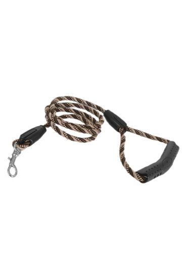 Üçlü Sarmallı Köpek Gezdirme Halatı 1 cm-120 cm Kahve Krem