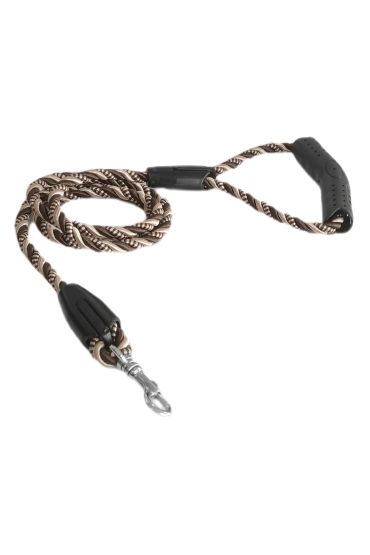 Üçlü Sarmallı Köpek Gezdirme Halatı 1 cm-120 cm Kahve Krem