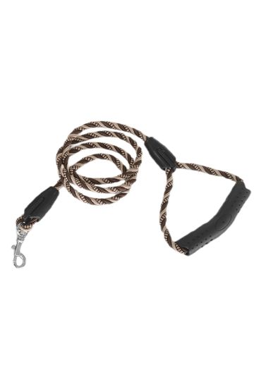 Üçlü Sarmallı Köpek Gezdirme Halatı 1 cm-120 cm Kahve Krem