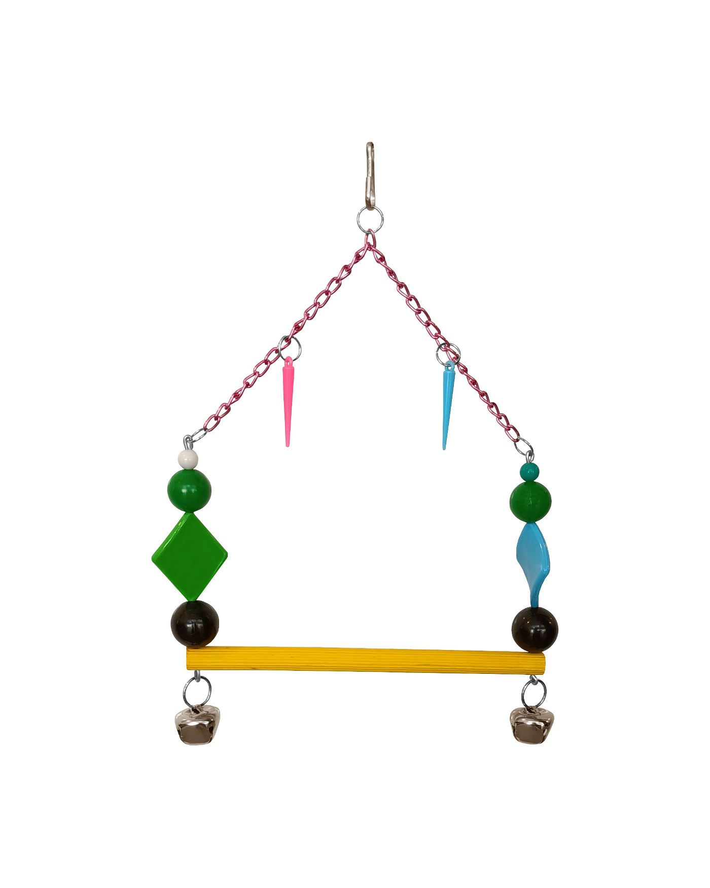 Renkli Boncuklu Zilli Zincirli Papağan Salıncağı 15-17.5 cm Renkli