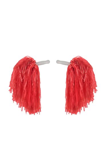 1 Çift ( 2 Adet ) Kırmızı Renk 23 Nisan Gösteri Ponponu