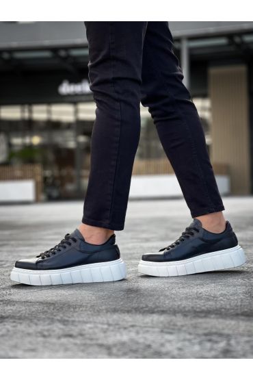 Yüksek Taban Günlük  Ayakkabı   Siyah (Beyaz Taban)