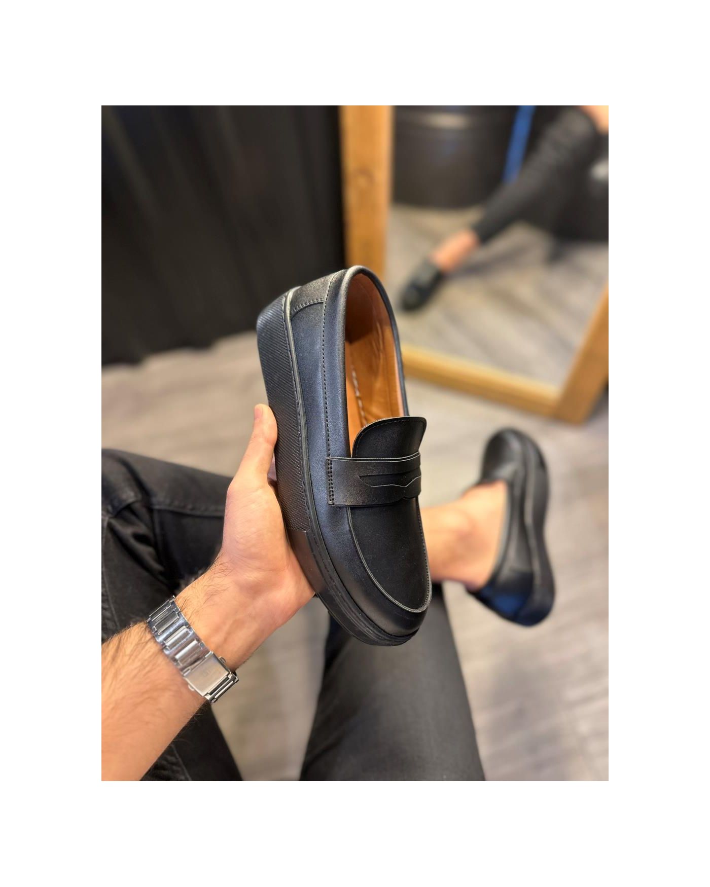 Günlük Klasik Ayakkabı  Siyah (Siyah Taban)