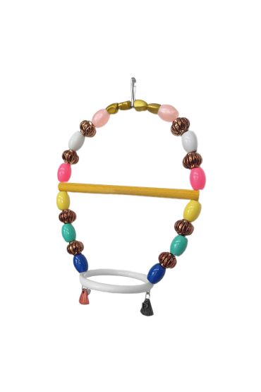 Renkli Boncuklu Oval Halkalı Papağan Salıncağı 15 cm-23 cm