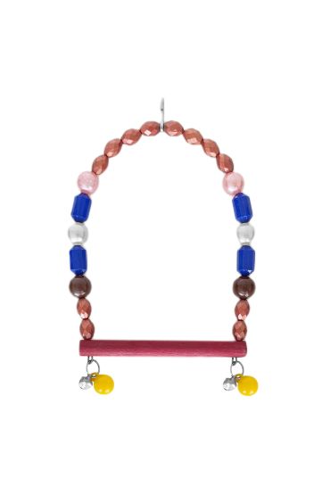 Ahşap Tünekli Papağan Ve Muhabbet Kuşu Salıncağı 10-16 cm Mavi