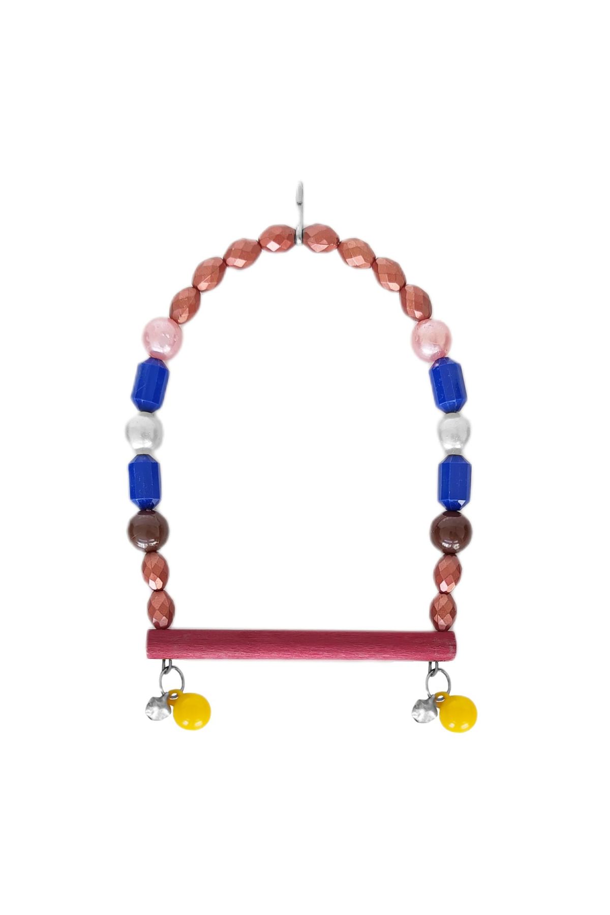 Ahşap Tünekli Papağan Ve Muhabbet Kuşu Salıncağı 10-16 cm Mavi