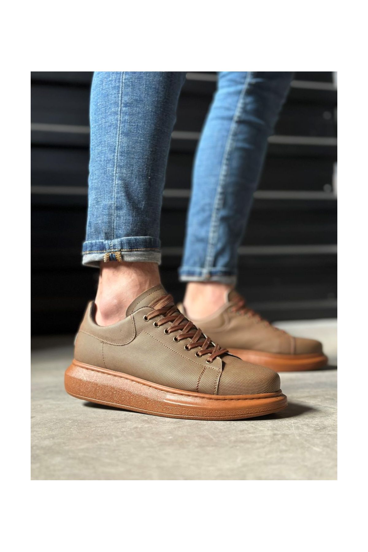 Yüksek Taban Günlük Ayakkabı Tırtıklı  Taba