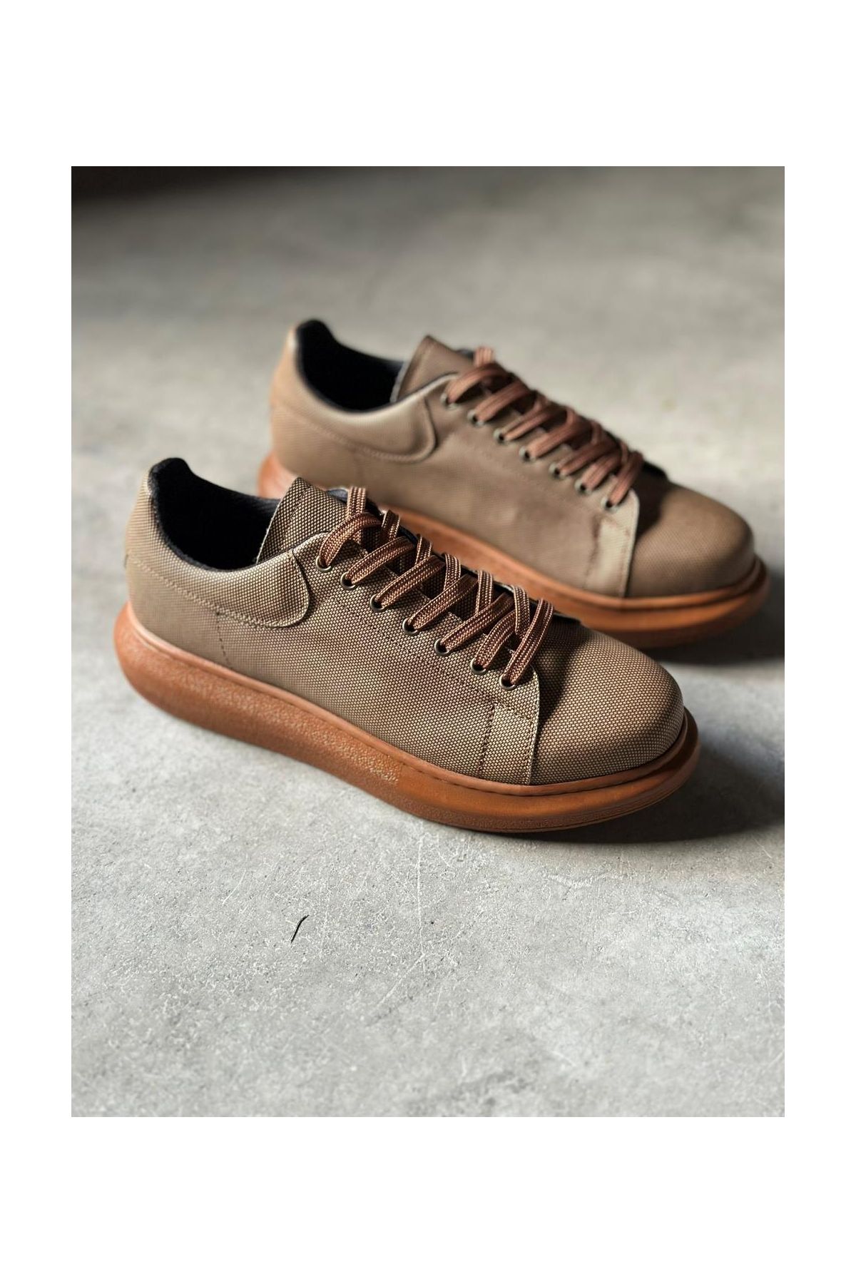 Yüksek Taban Günlük Ayakkabı Tırtıklı  Taba