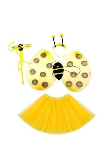 Sarı Renk Arı Kostüm Seti (Tütü, Kanat, Taç, Asa)