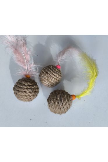 Jut Halat Örgü Kedi Oyun Topu 5 cm