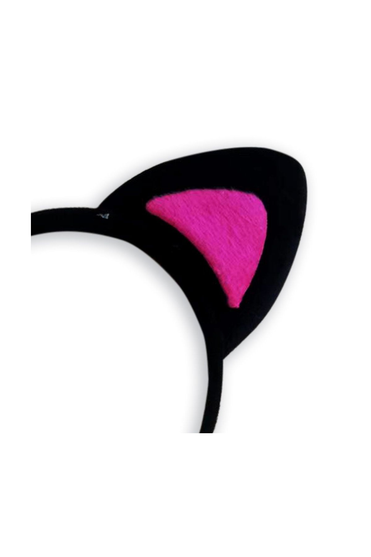 Sevimli Kedi Kulak Pofuduk Kedi Taç Siyah İçi Şeker Fuşya Renk 17x15 cm