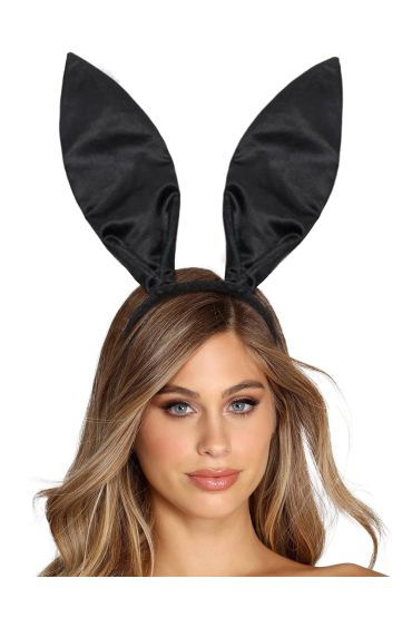 Siyah Renk Saten Kaplama Şekil Verilebilir Tavşan Kulak Taç 35x11 cm