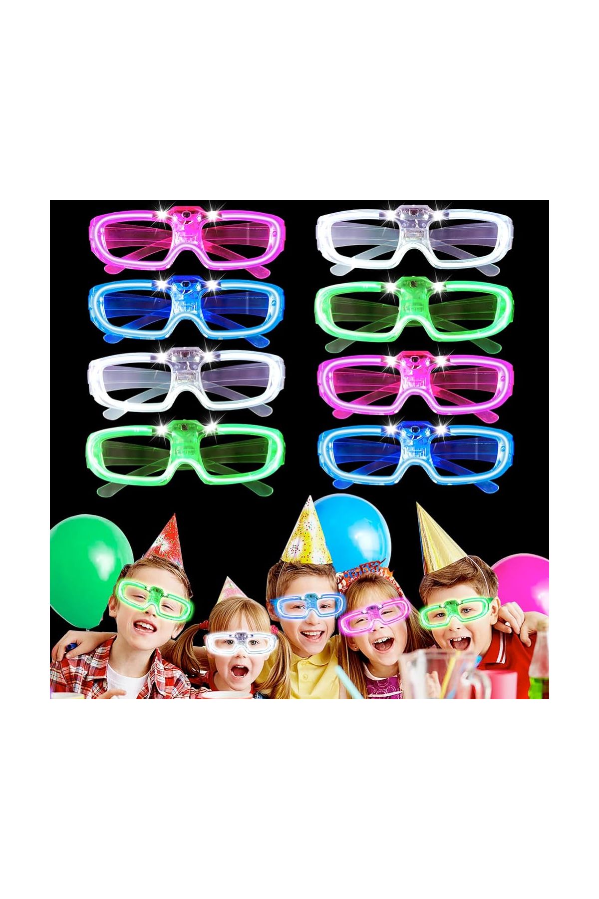 Glow Model 3 Farklı Fonksiyonlu Işıklı Parti Gözlüğü Karışık Renk 12 Adet