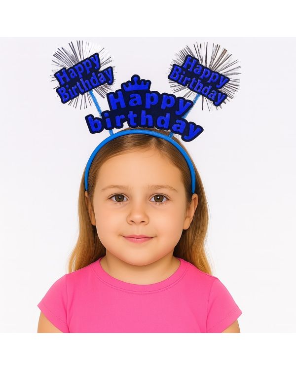 Doğum Günü Kutlaması İçin Mavi Taç – Işıltılı Yazılı Parti Tacı