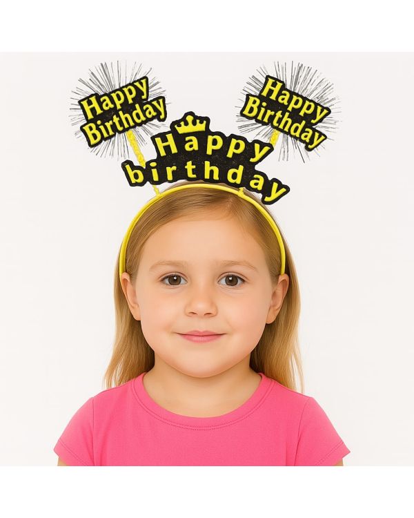 Doğum Günü Kutlaması İçin Sarı Taç – Işıltılı Yazılı Parti Tacı