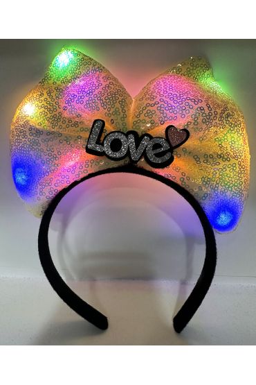 LED Işıklı Love Yazılı Sarı Fiyonk Taç – Kız Çocuk Parti Tacı