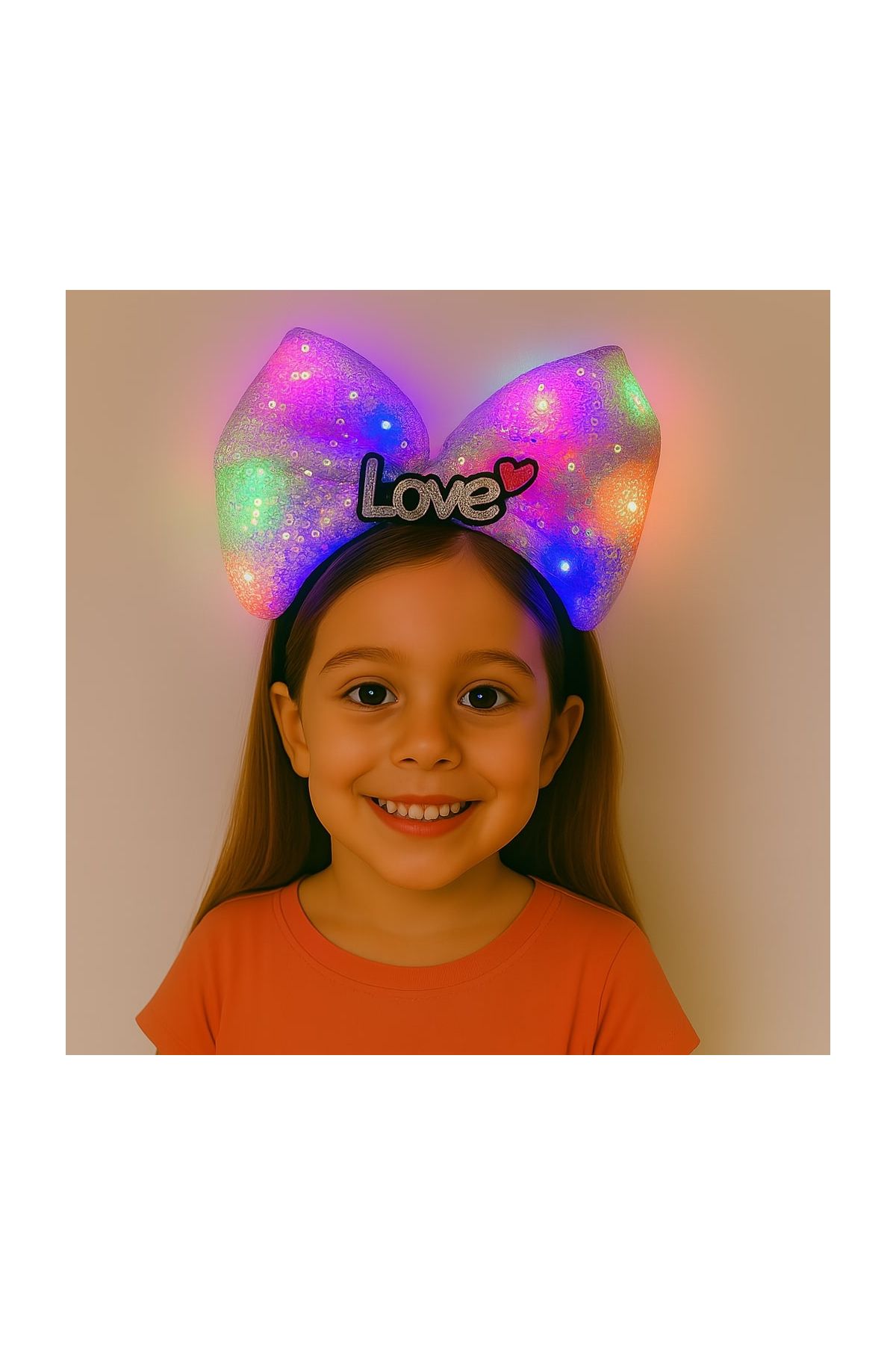 LED Işıklı Love Yazılı Mor Fiyonk Taç – Kız Çocuk Parti Tacı