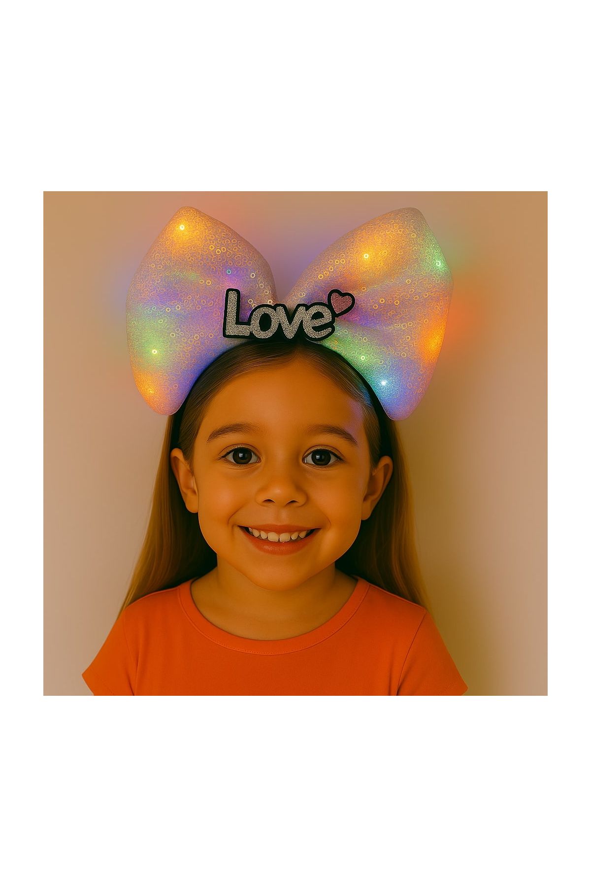 LED Işıklı Love Yazılı Pembe Fiyonk Taç – Kız Çocuk Parti Tacı