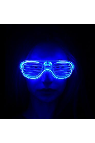 Mavi Led Işıklı Parti Gözlüğü - Neon Glow Şerit Gözlük 3 Modlu